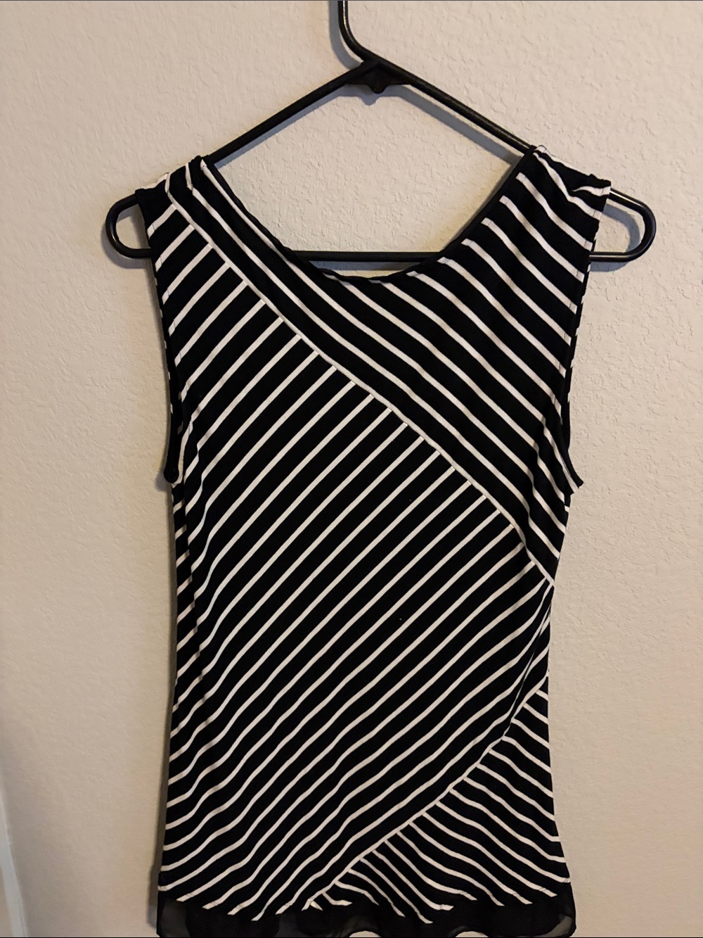 White House Black Market Black and White Striped Tank Top